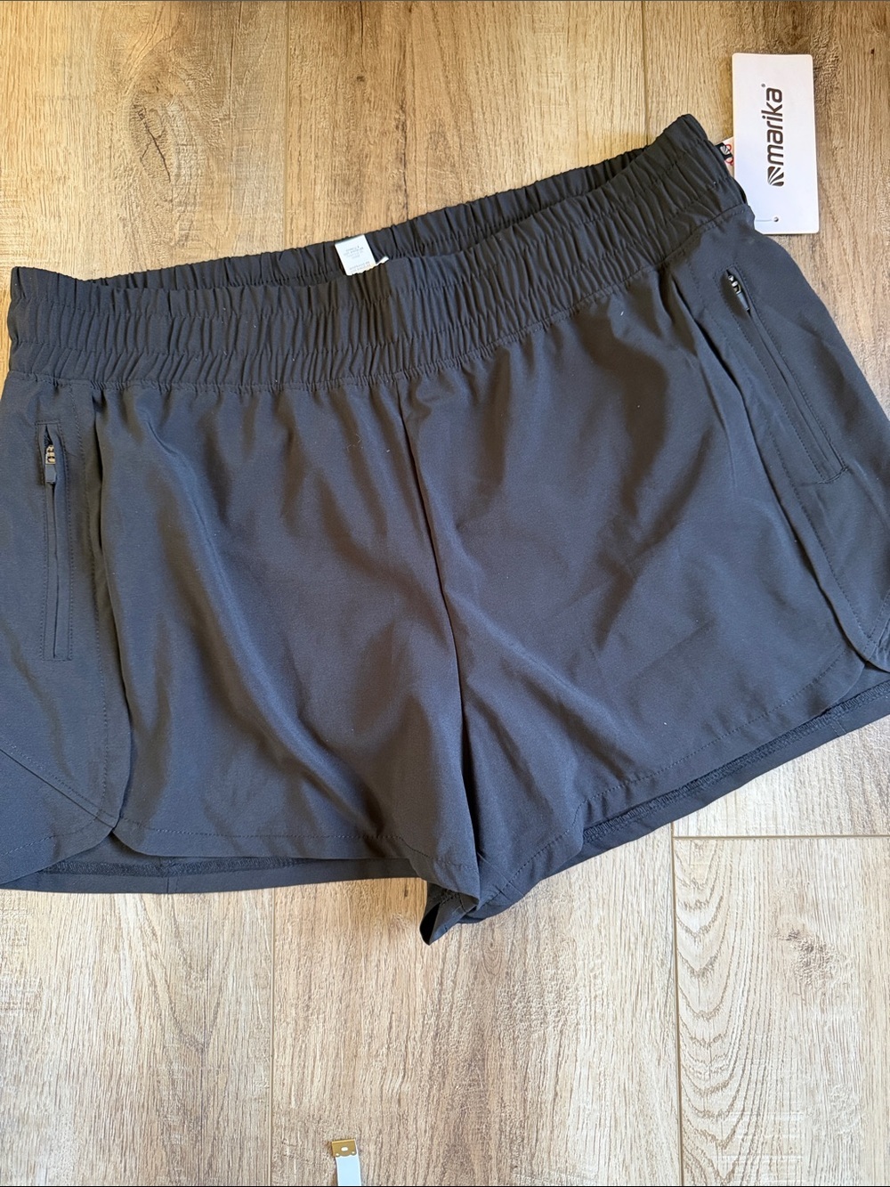 Marika Black Athletic Running Shorts with Zip Pockets